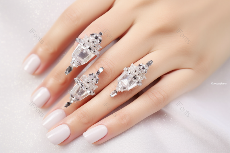 美女展示着刚做完钻石美甲的双手,高清,摄影图,摄影图片,图片大全,摄影图免费下载